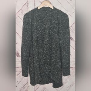 Eileen Fisher Wool Green Speckled Open Front Cardigan *flaw*